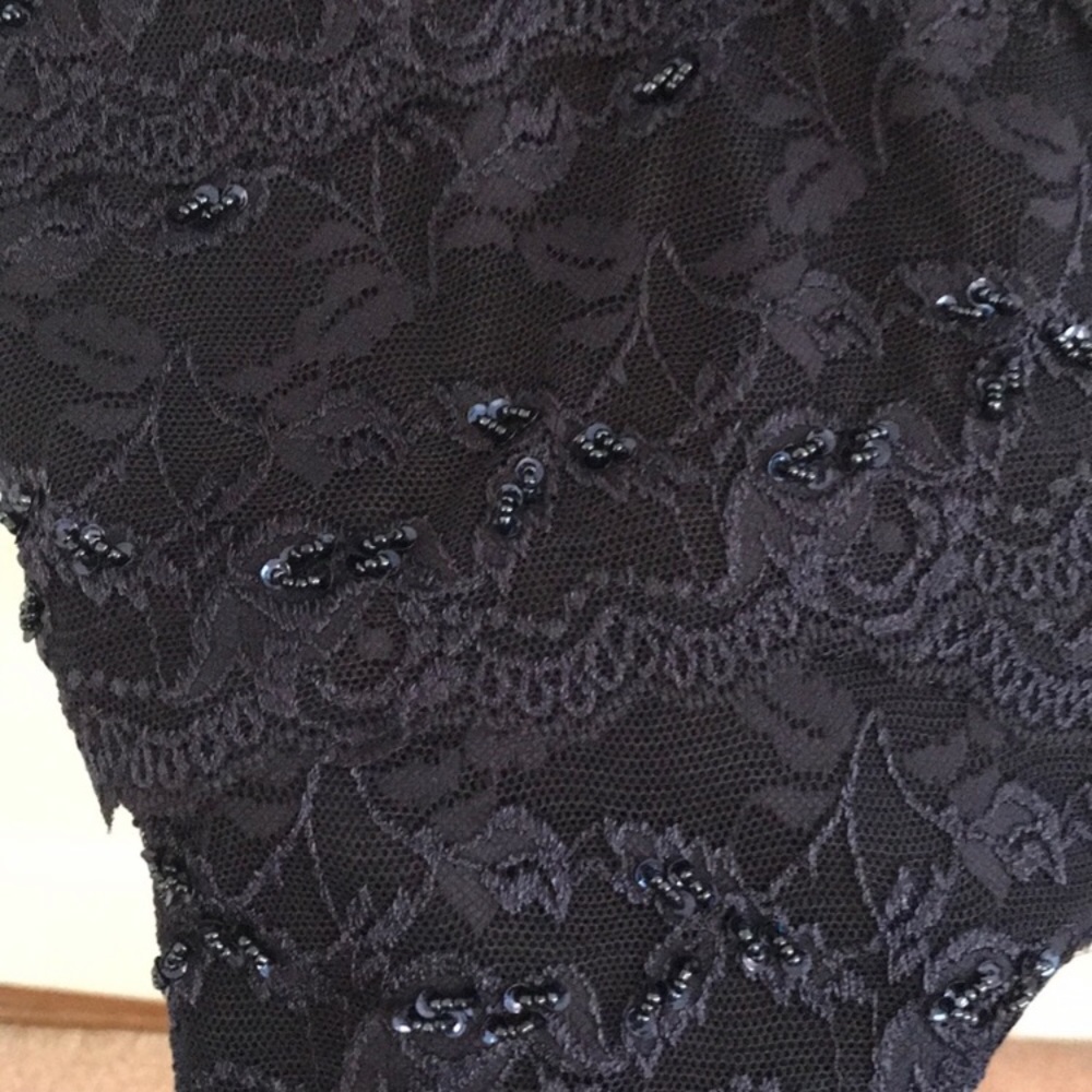 Cachè navy blue v neck beaded lace dress - Picture 4 of 6